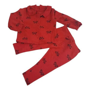 0-3 M Red and Black Bow Cardigan Pant Set Unisex Kids Clothes Matching Holiday